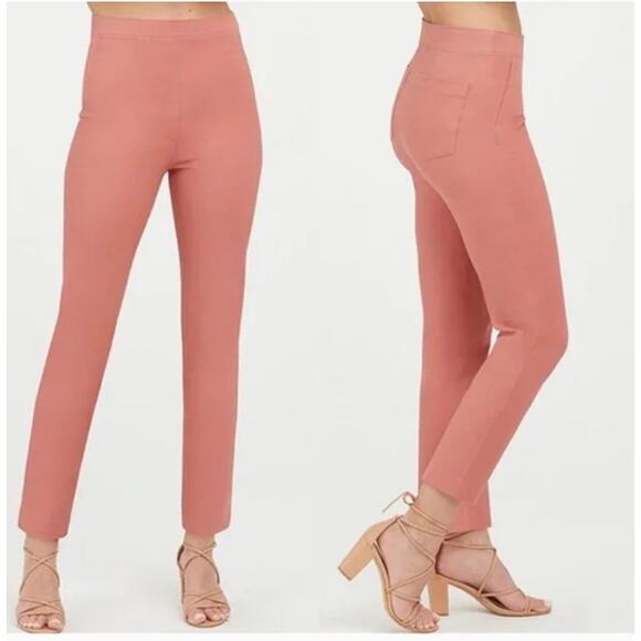 Spanx Pants Women Size S Polished Pants High Rise Straight Leg Terracotta Peach - Picture 1 of 12